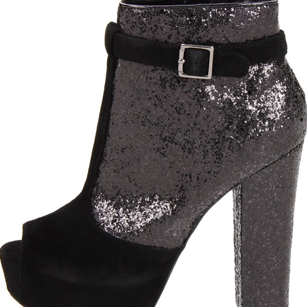 New Black Glitter Steve Madden Platform Booties
